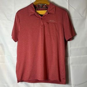 Eddie Bauer Mens Travex Polo, Size L, Athletic Material, Zip pocket, Excellent!!